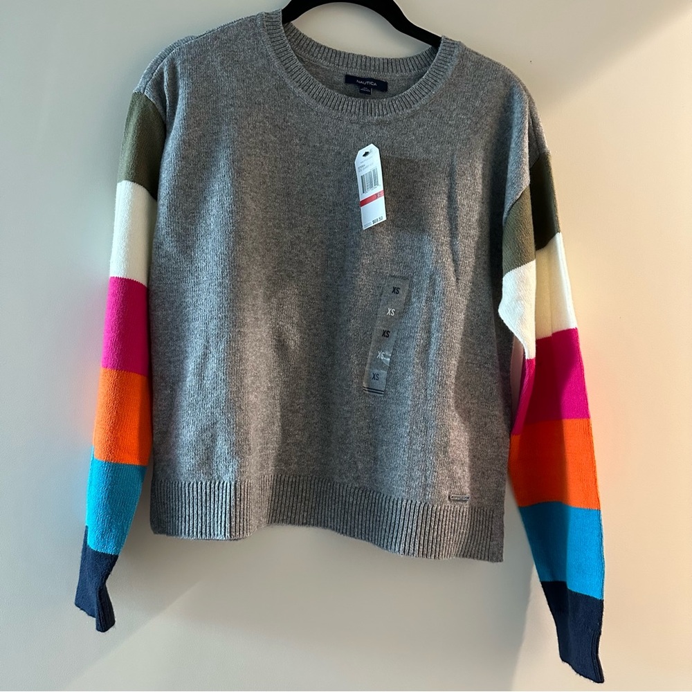 NWT Nautica colorblock-sleeve knit sweater